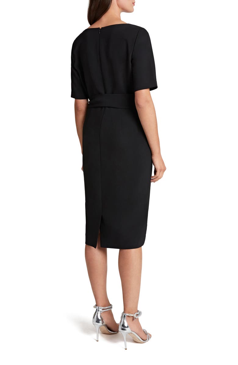 Tahari Elbow Sleeve Side Tie Sheath Dress, Alternate, color, 