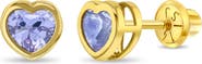 In Season Jewelry 14k Heart Bezel Simulated Birthstone Earrings