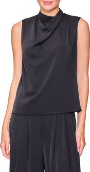 MELLODAY Drape Neck Sleeveless Crepe Top