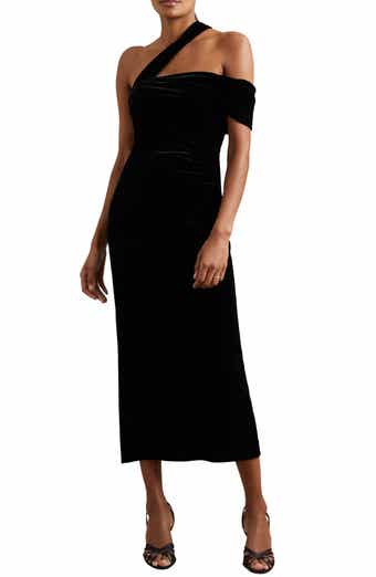 Dalia One Shoulder Velvet Midi Dress