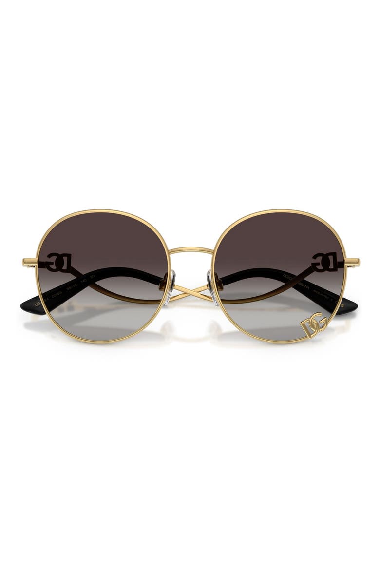 56mm Gradient Round Sunglasses, Alternate, color, GOLD / GREY GRADIENT