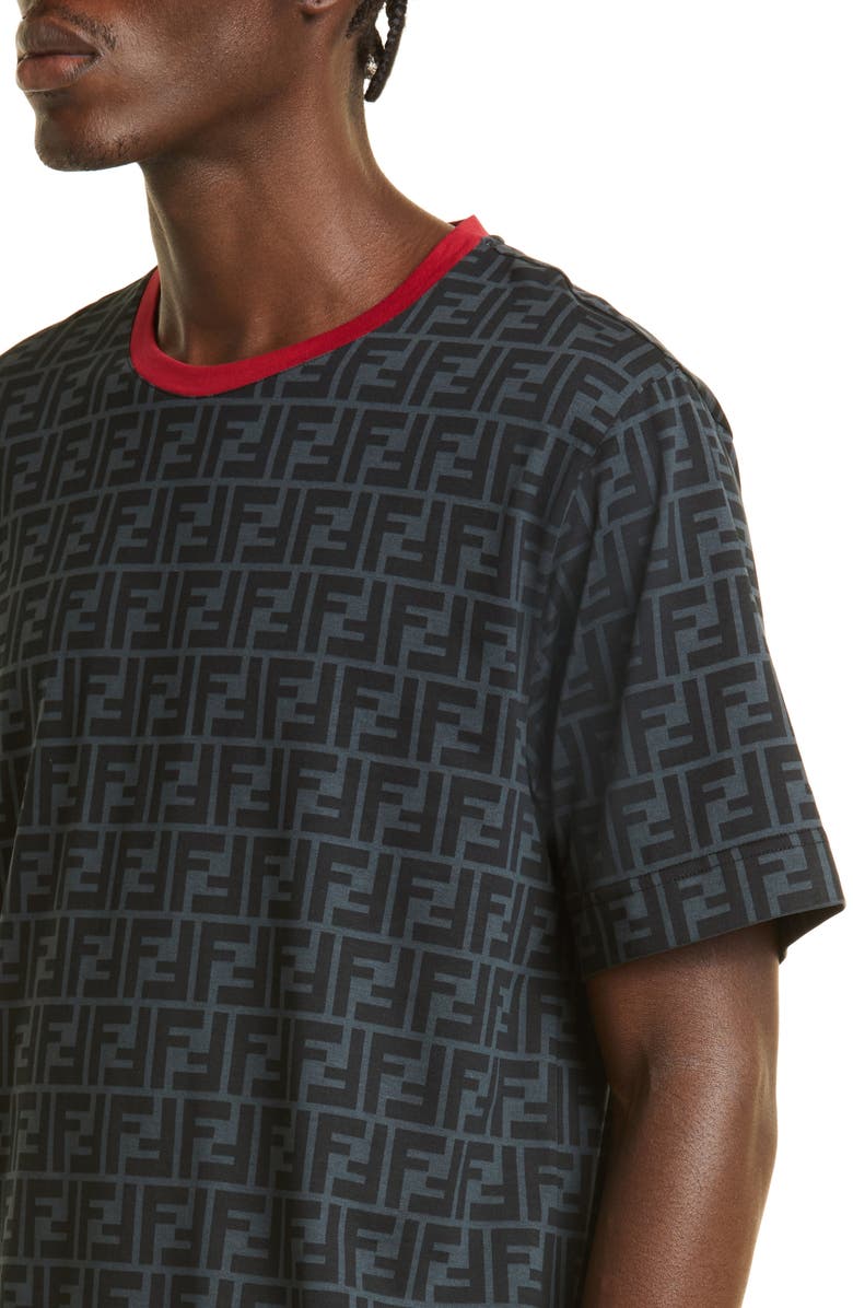 Fendi FF Logo Print Cotton T-Shirt, Alternate, color,