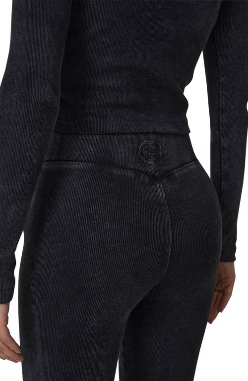 Good For Nothing Ribbed Vintage Buttoned Long Sleeve T-shirt In Black