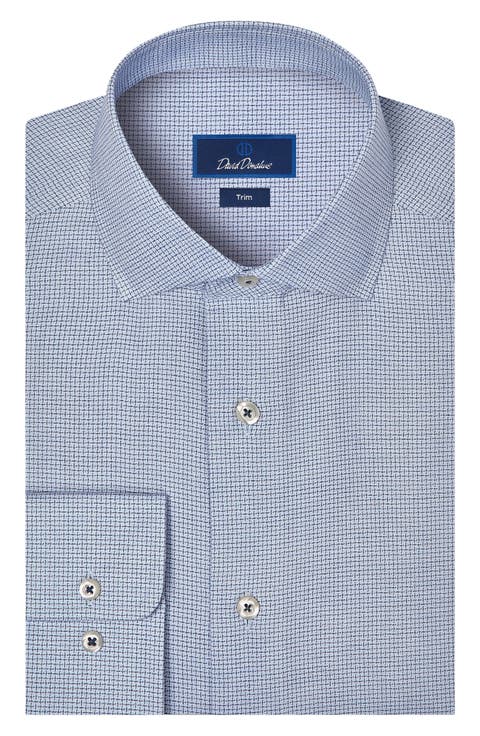 Trim Fit Check Cotton & Cashmere Dress Shirt