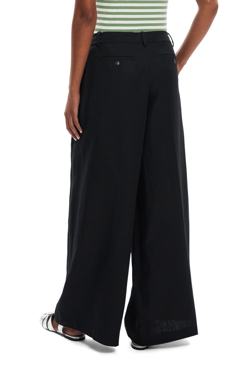 Low Rise Wide Leg Linen Pants, Alternate, color, BLACK