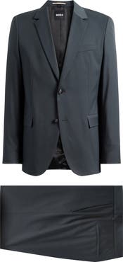BOSS Houston Slim Fit Dark Green Wool Suit