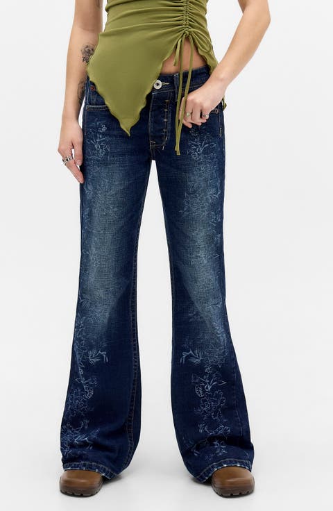Teo Print Bootcut Jeans