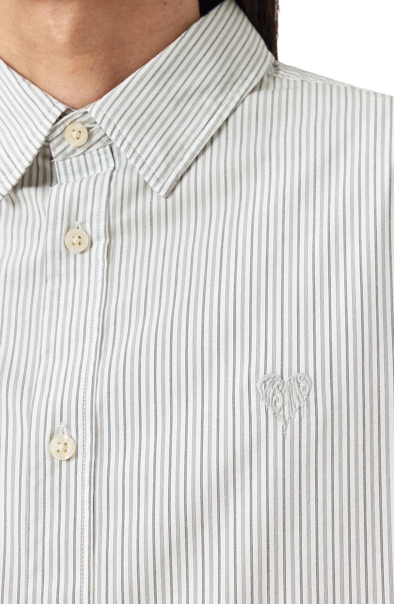 AllSaints Nolan Pinstripe Button-Up Shirt, Alternate, color, Jetstream White