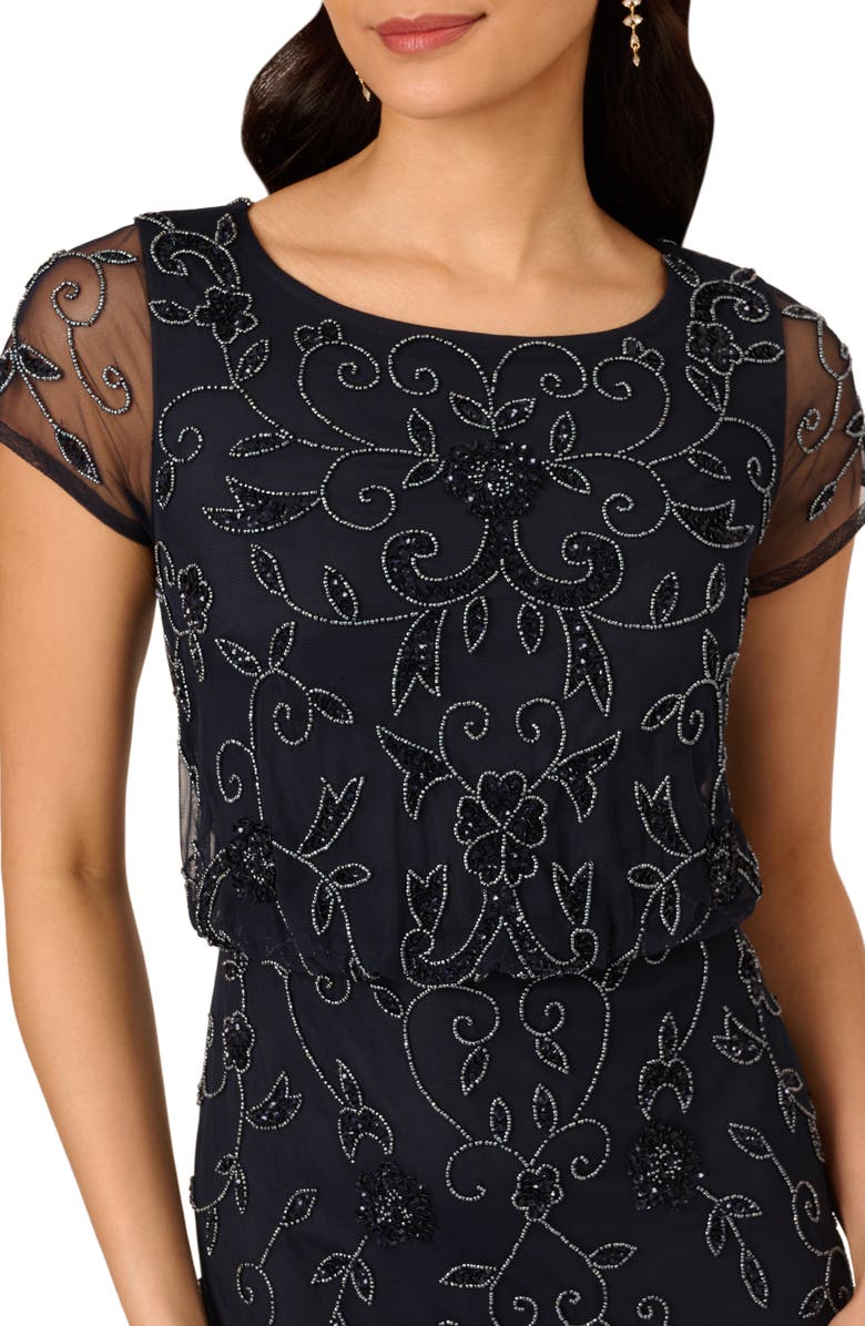 Adrianna Papell Beaded Mesh Gown, Alternate, color,