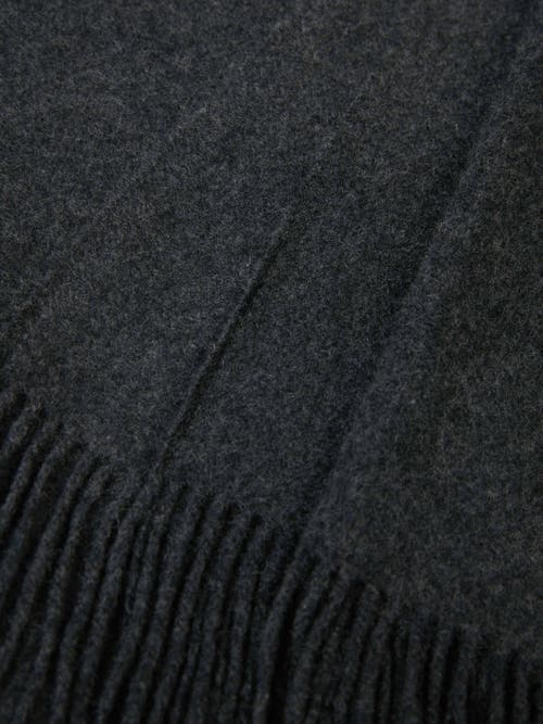 Gobi Mongolian Cashmere Large Blanket With Fringe In Charcoal