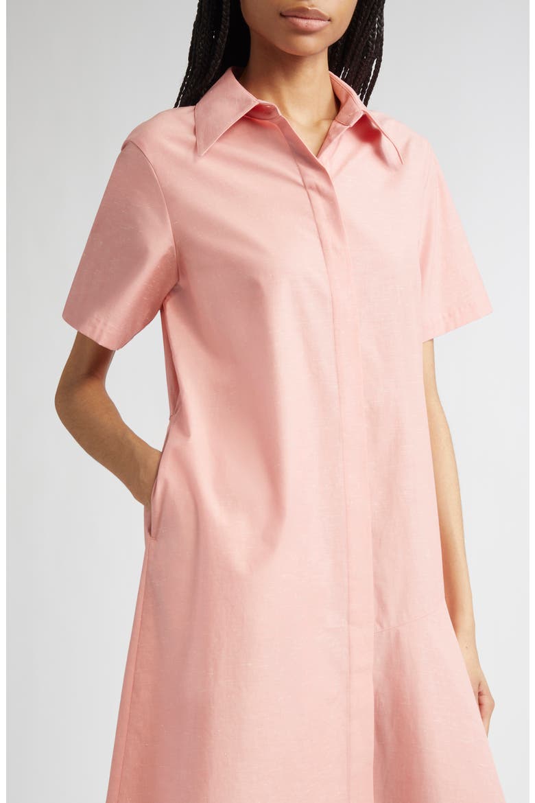 Flounce Hem Slub Cotton Shirtdress, Alternate, color, PASTEL PINK MELANGE