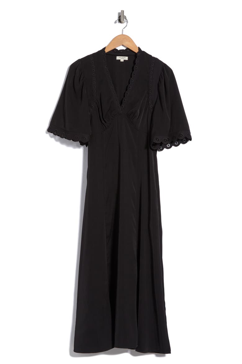 Scalloped Midi Dress, Alternate, color, BLACK-BLACK