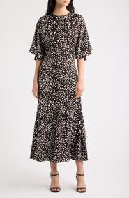 BOSS Donazati Dot Print Midi Dress
