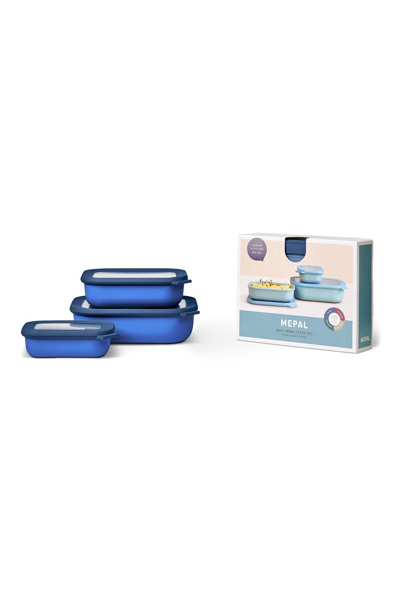 Cirqula Set of 3 Rectangular Storage Containers, Main, color, VIVID BLUE