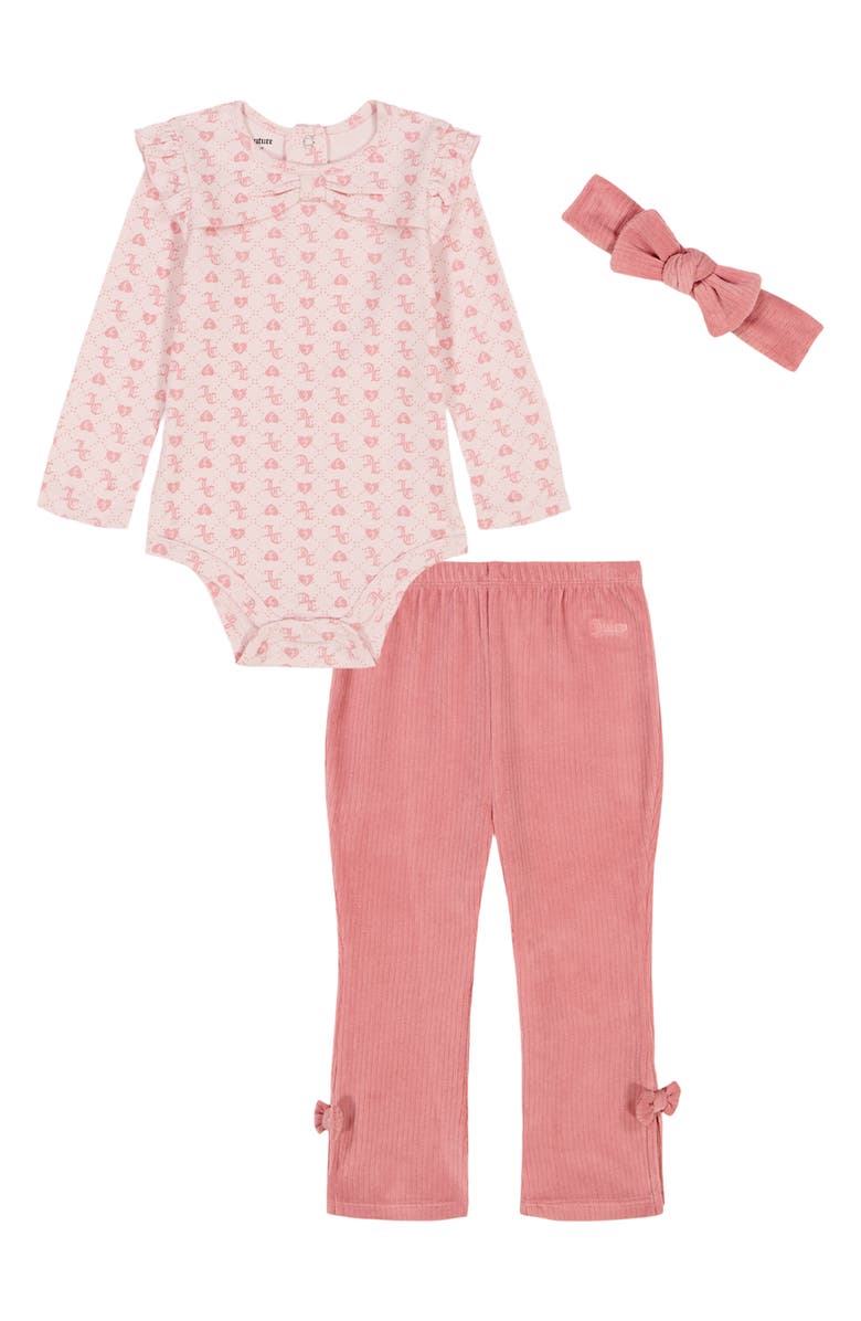 Juicy Couture Bodysuit, Pants & Headband Set, Main, color, 