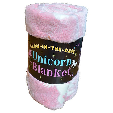 Glowinthedark Unicorn Blanket Kids 50" Whitepinkunicorn