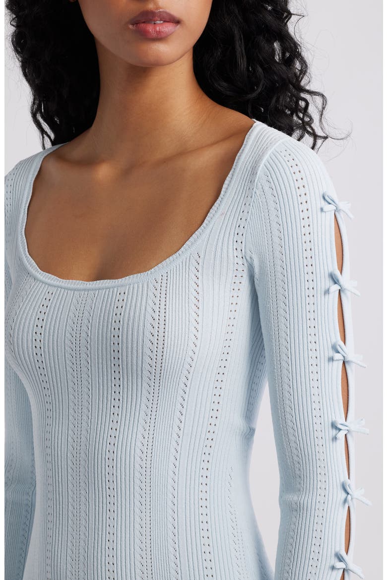 Seychelle Bow Long Sleeve Knit Minidress, Alternate, color, ICICLE BLUE
