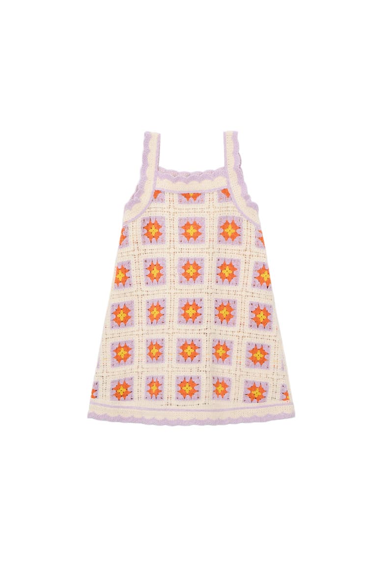 Trim Crocheted Dress, Alternate, color, Cream