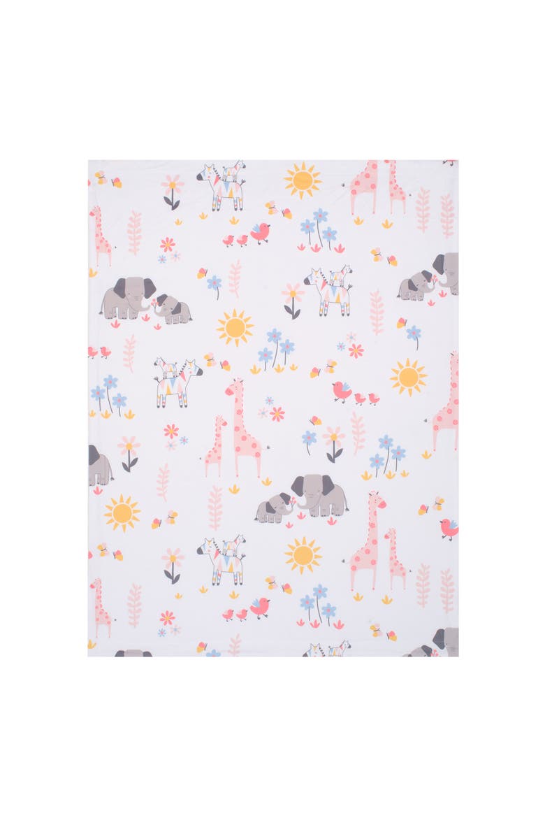 Jazzy Jungle Fleece Safari Animals Soft Baby Blanket, Alternate, color, White