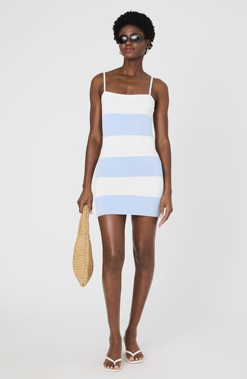 French Connection Bodycon Knit Mini Strappy Dress In Blue In Cashmere Blue/summer White