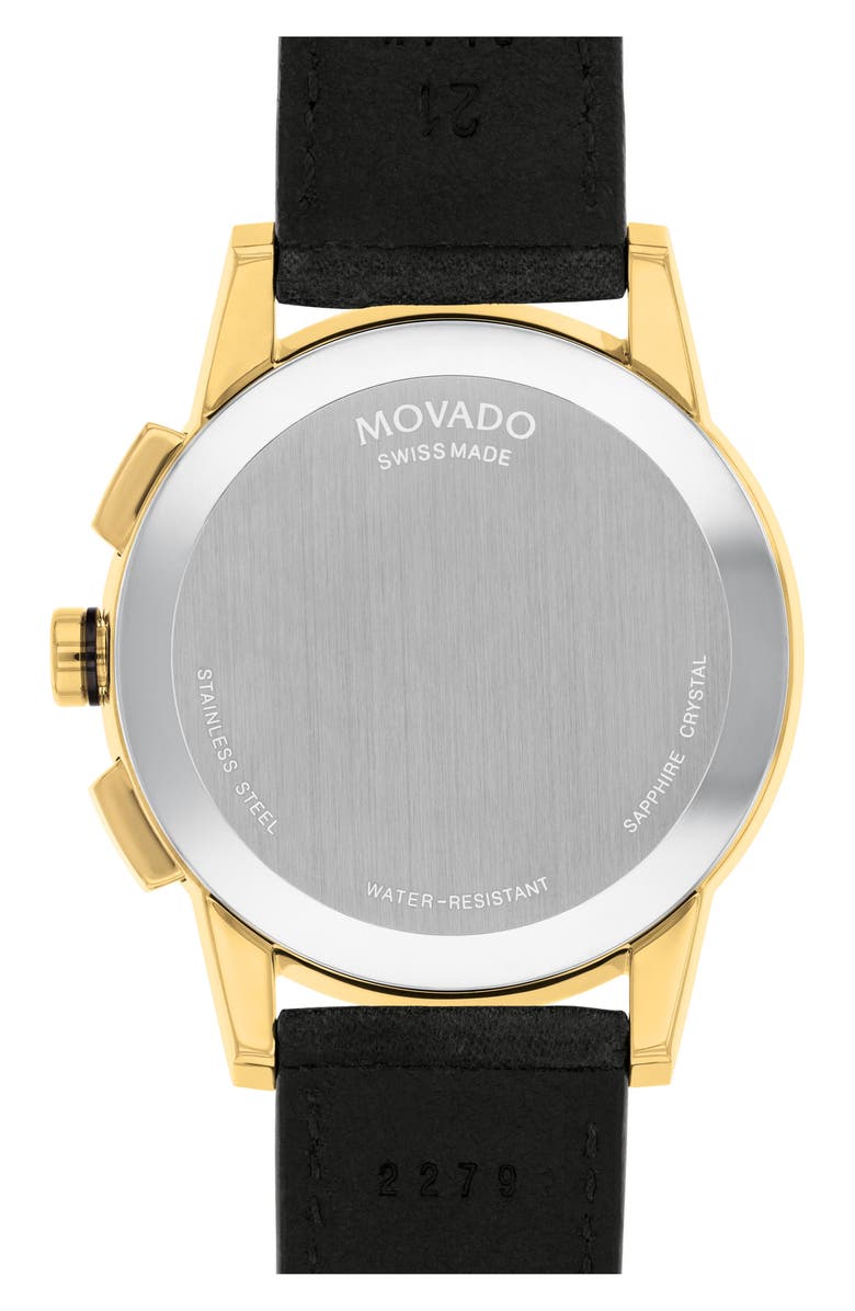 Movado Museum Sport Leather Strap Chronograph Watch, 43mm, Alternate, color, 