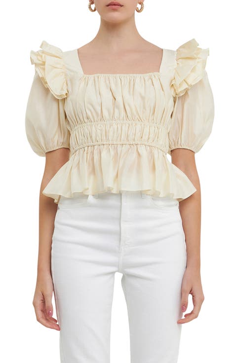 Ruffle Puff Sleeve Top