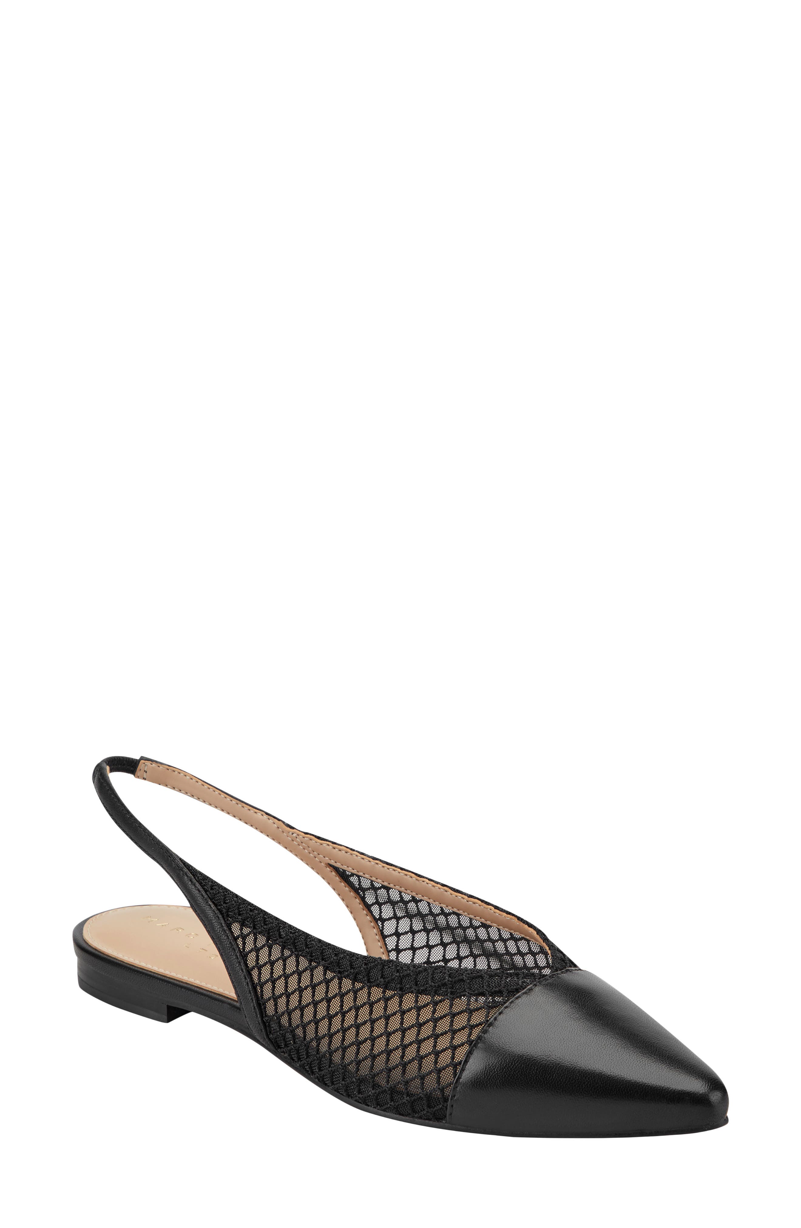 Marc Fisher LTD Davin Pointed Toe Slingback Flat, Main, color, Black