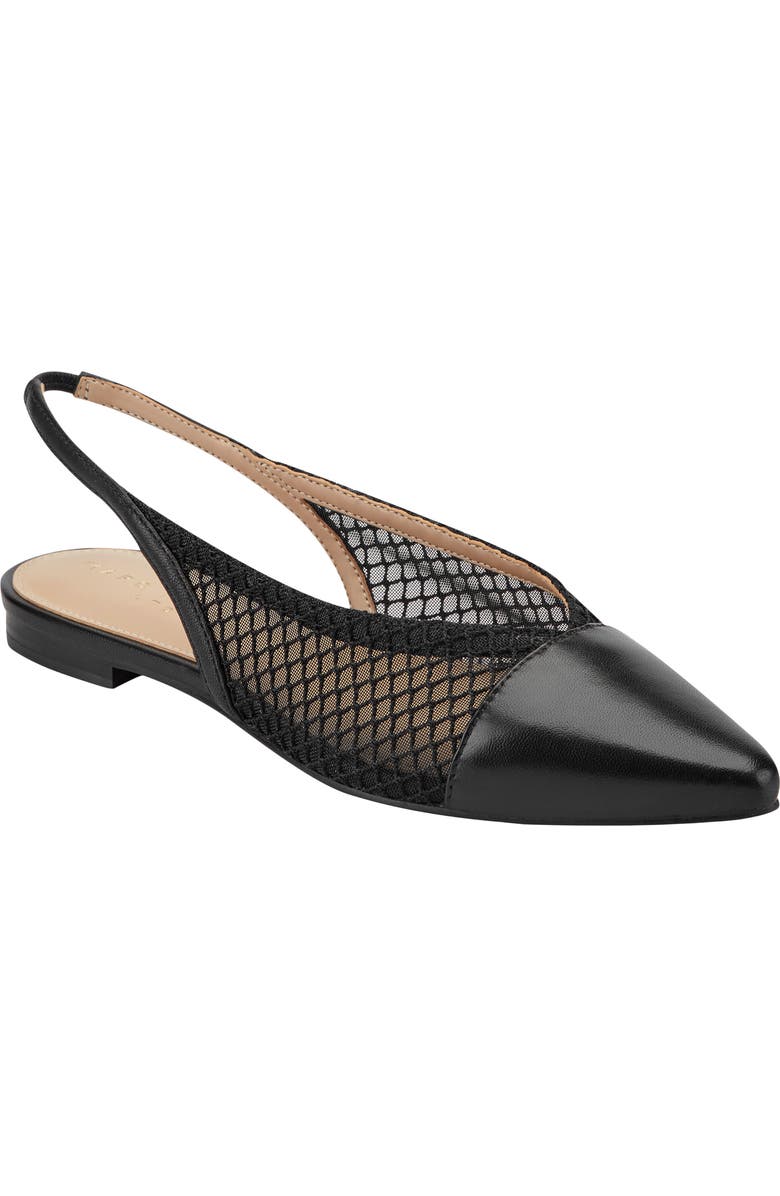 Marc Fisher LTD Davin Pointed Toe Slingback Flat, Main, color, Black