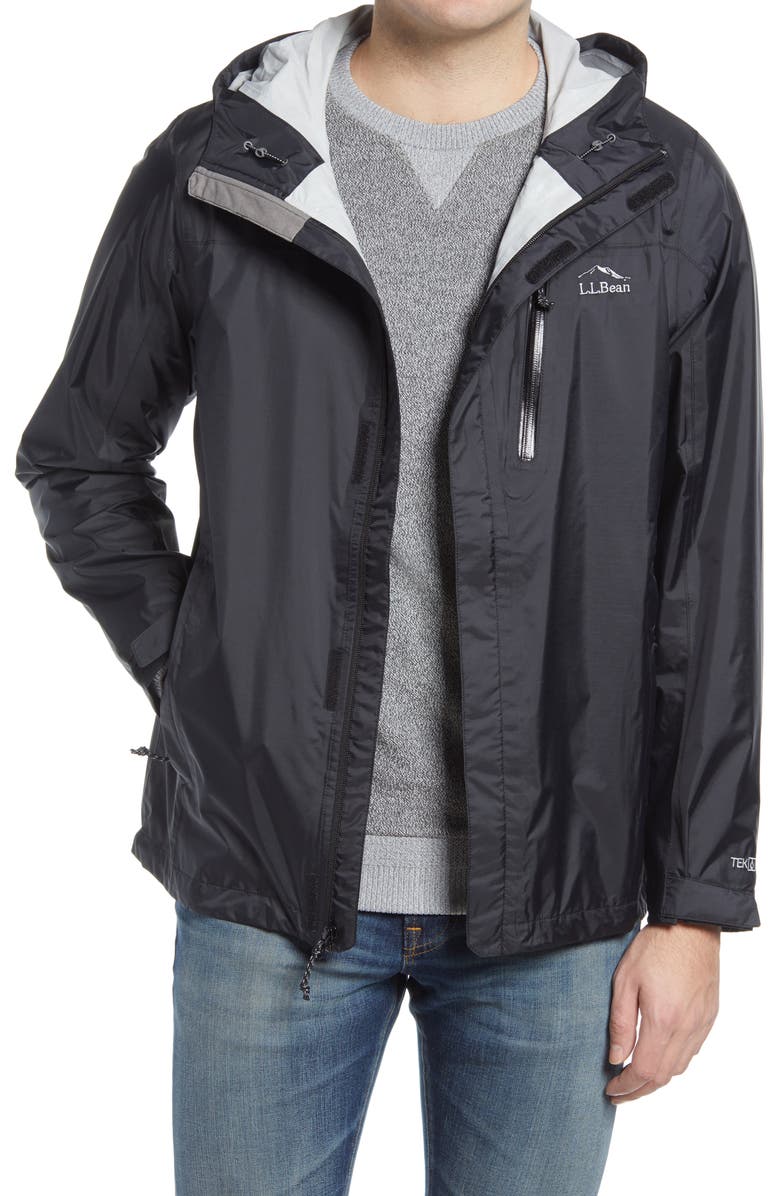 L.L.Bean Trail Model Waterproof Rain Jacket, Main, color, Black