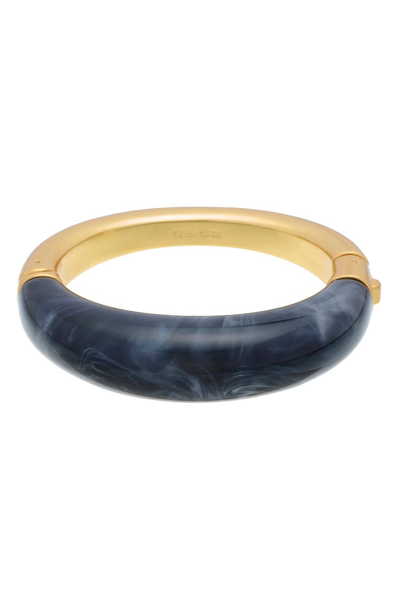Reiss Salma Scoop Bangle Bracelet, Main, color, Gold Tone / Black Marble