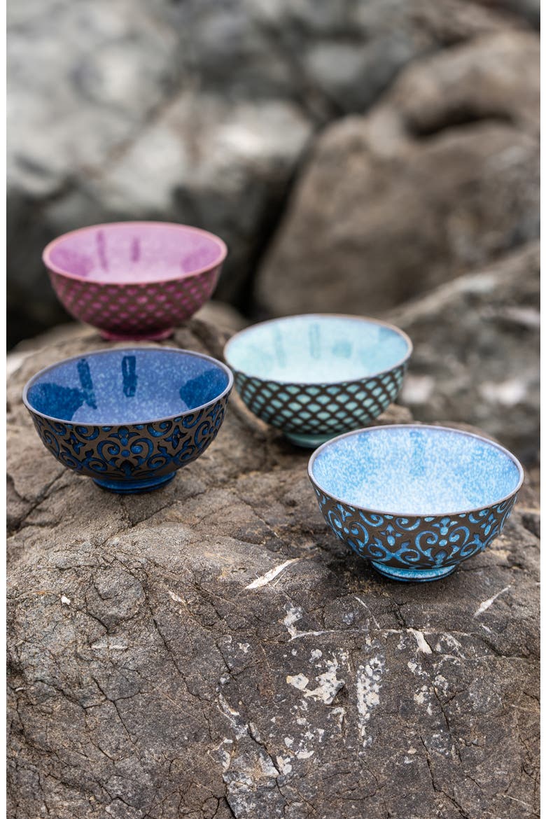 Set of 4 Assorted Ceramic Bowls, Alternate, color, MULTI
