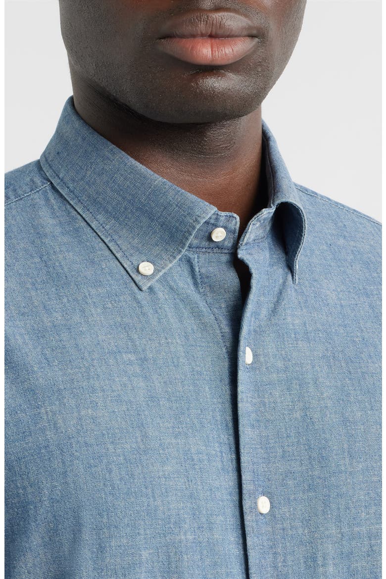 Davenport Stretch Chambray Button-Down Shirt, Alternate, color, INDIGO