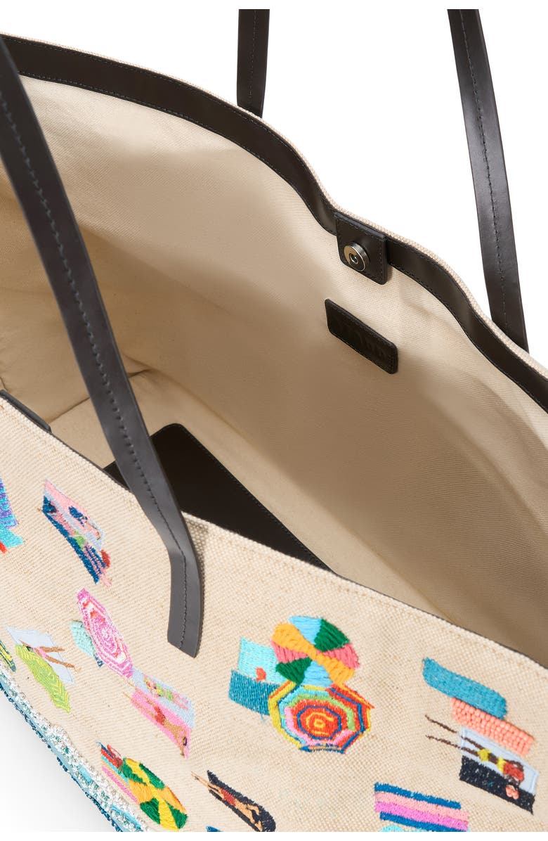 STAUD Large Christos Beaded & Embroidered Jute Tote, Alternate, color, Beach Day