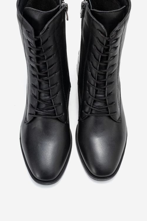 Forever & Always Shoes Avia Leather Block Heel Boot In Black