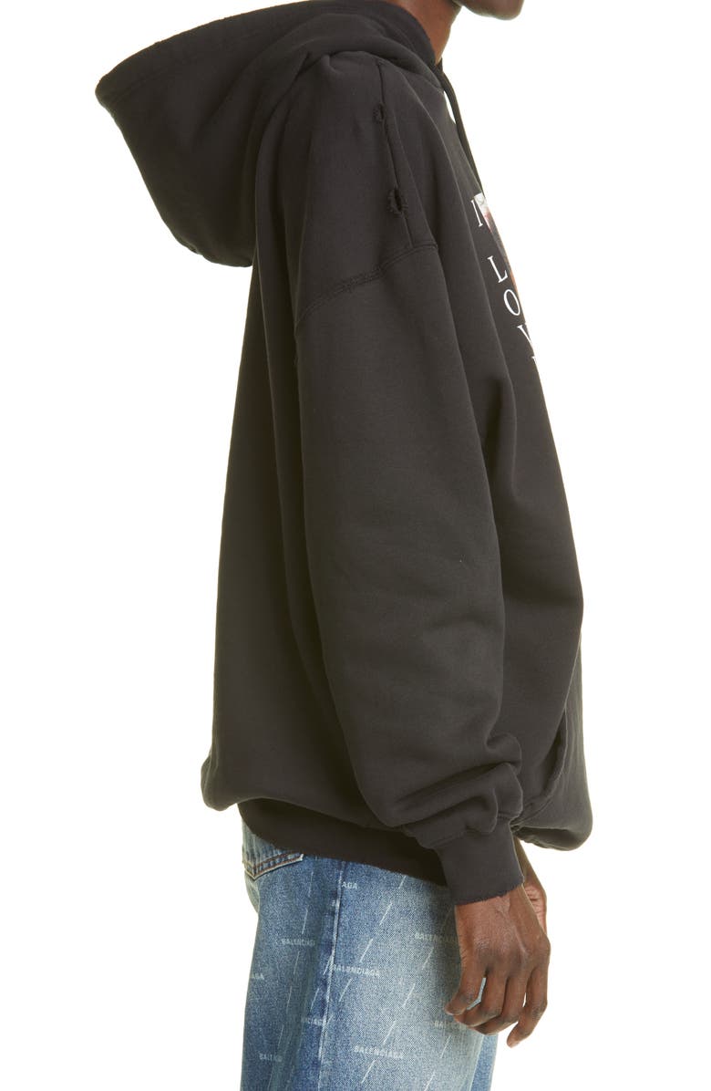 Balenciaga I Love Cats Cotton Hoodie, Alternate, color, 