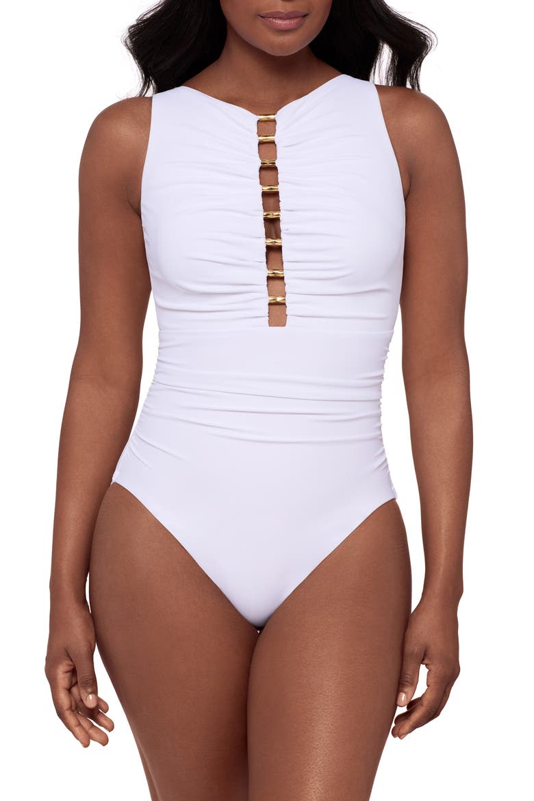 Razzle Dazzle Swizzle One-Piece Swimsuit, Main, color, WHITE