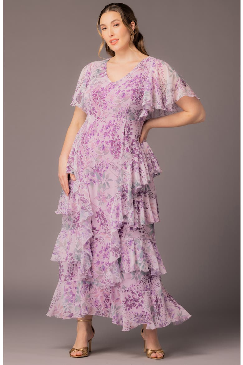 Tour de Flounce Tiered Maxi Dress, Alternate, color, WISTERIA BLOOMS