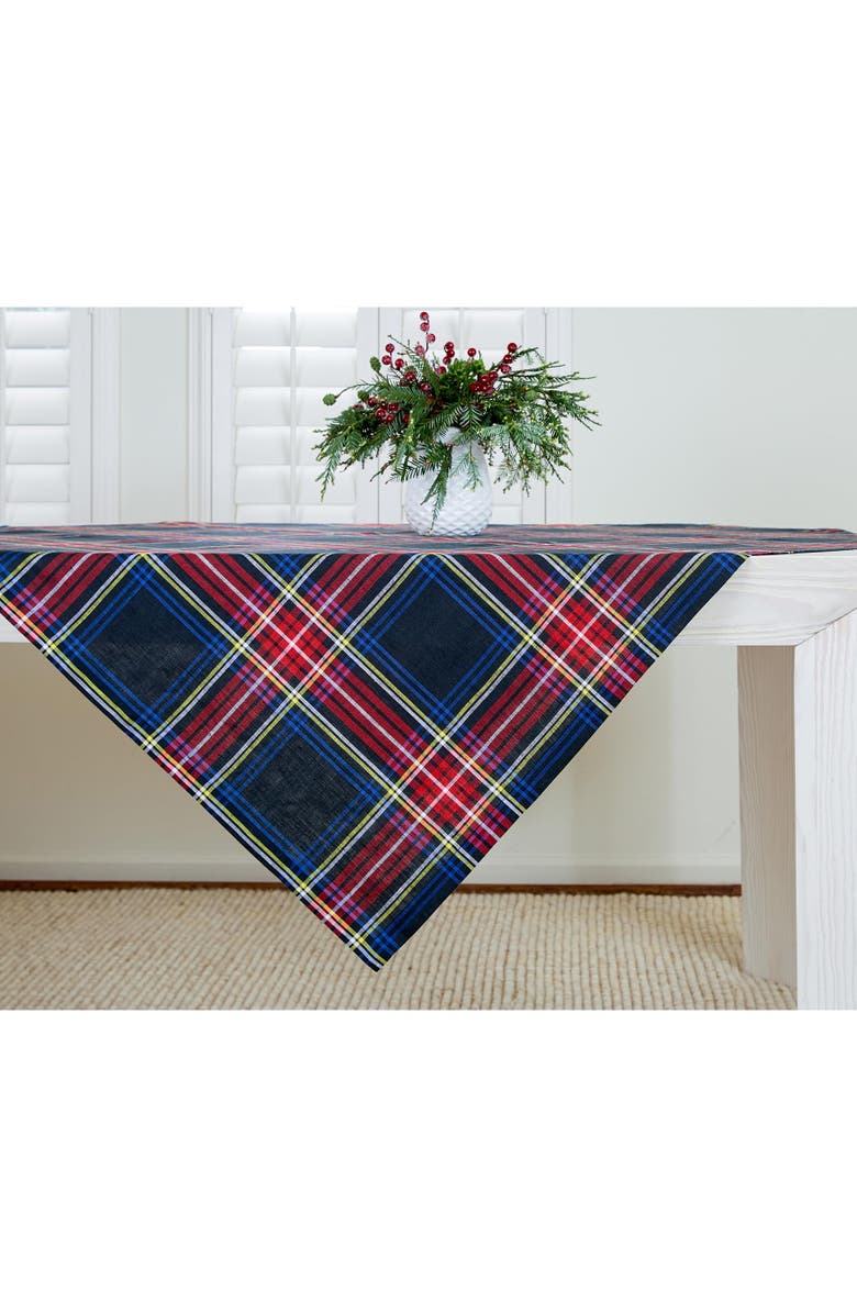 Solino Home Linen Table Throw - Stewart Plaid, 52" x 52" Inch, Alternate, color, Black