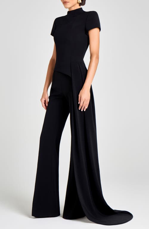 Nadine Merabi Pleated Drape Mock Neck Top In Black