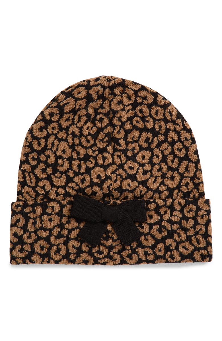 Kate Spade New York leopard print beanie, Alternate, color, 