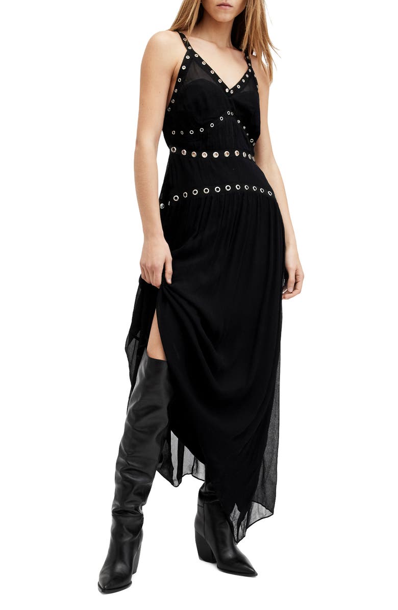 AllSaints Zita Semisheer Eyelet V-Neck Dress, Alternate, color, 