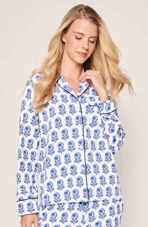 Petite Plume Cotton Vintage Ornaments Pajama Set In Blue