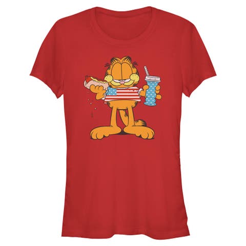 Juniors Garfield American Hot Dog Love Cat T Shirt