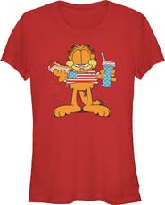 Garfield Juniors Garfield American Hot Dog Love Cat T Shirt
