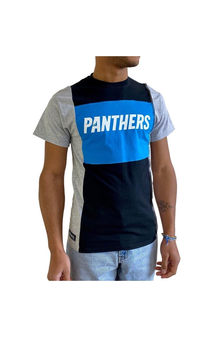 Men's Refried Apparel Heather Black Carolina Panthers Sustainable Split T-Shirt, Alternate, color, Heather Black