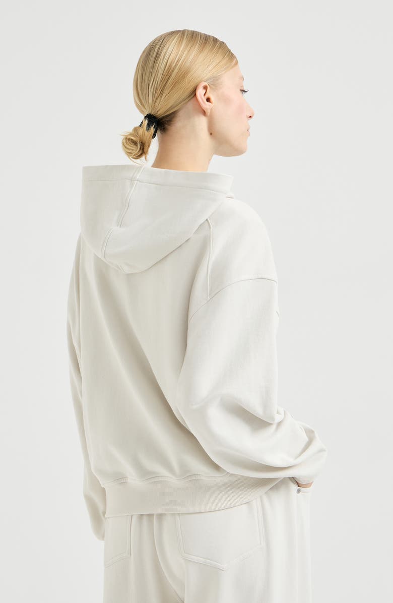 Brunello Cucinelli Smooth cotton French terry sweatshirt, Alternate, color, Milk