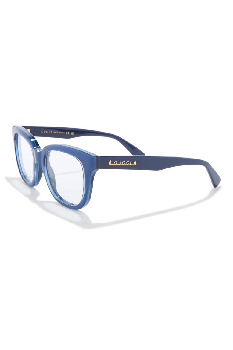 50mm Square Optical Glasses, Alternate, color, BLUE BLUE TRANSPARENT