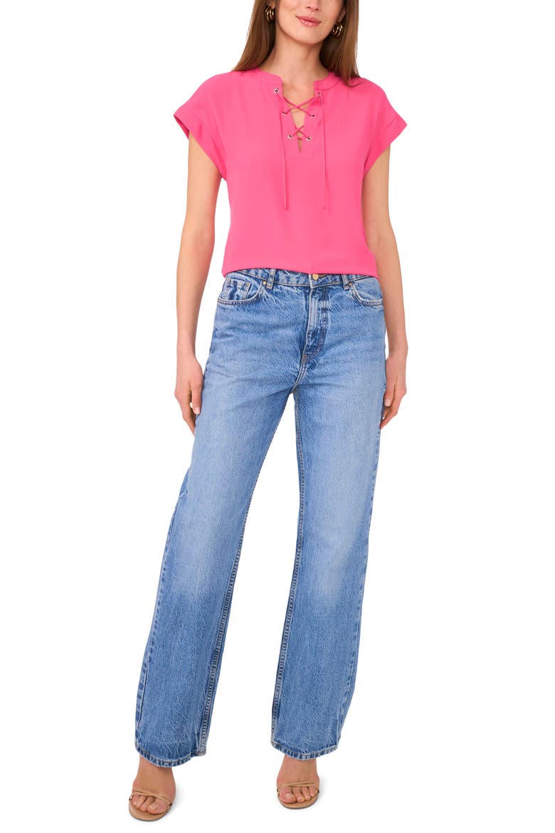 Tie Neck Top, Alternate, color, FLAMINGO PINK