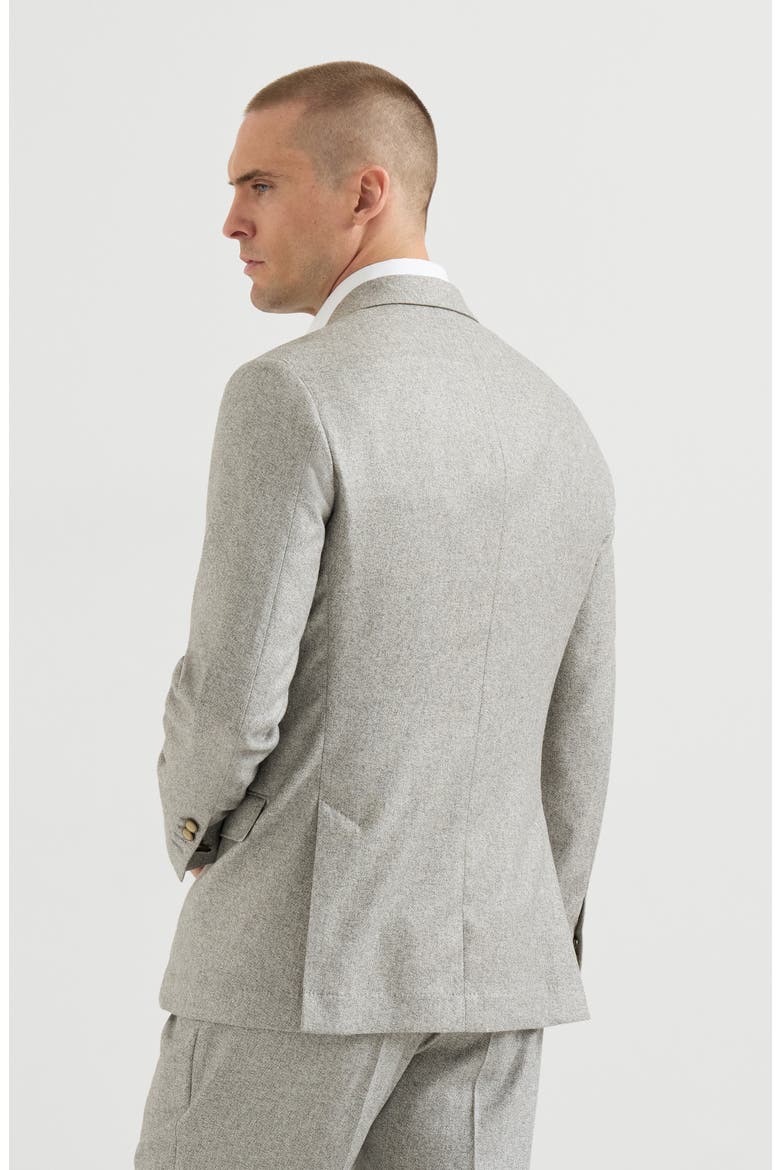 Silk and cashmere cavalry tweed deconstructed blazer with large peak lapels, Alternate, color, Lignite