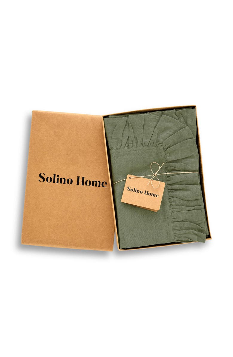 Solino Home Linen Dinner Napkins - Gabrielle Ruffle, 20" x 20" Inch, Alternate, color, Oil Green
